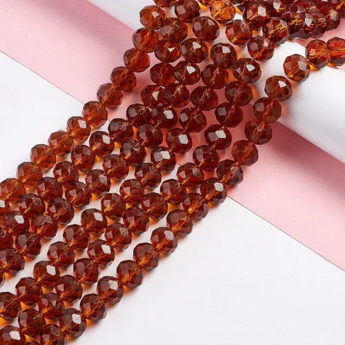 Crystal Glass Beads, Handmade, Rondelle, Faceted, Dark Goldenrod, 10mm