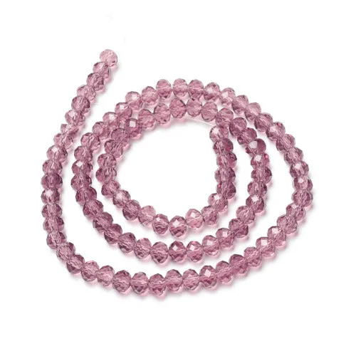 Crystal Glass Beads, Rondelle, Faceted, Pale Violet Red, 8mm