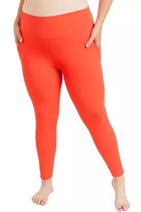 CURVY Essential Foldover Highwaist Leggings - Orange