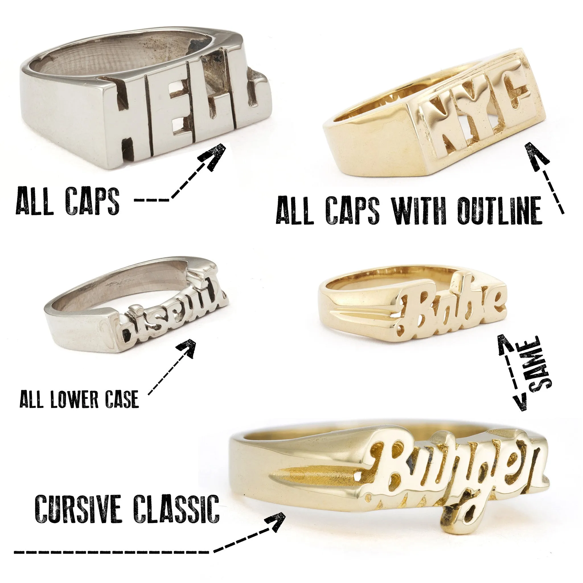 Custom One-Line Nameplate Rings