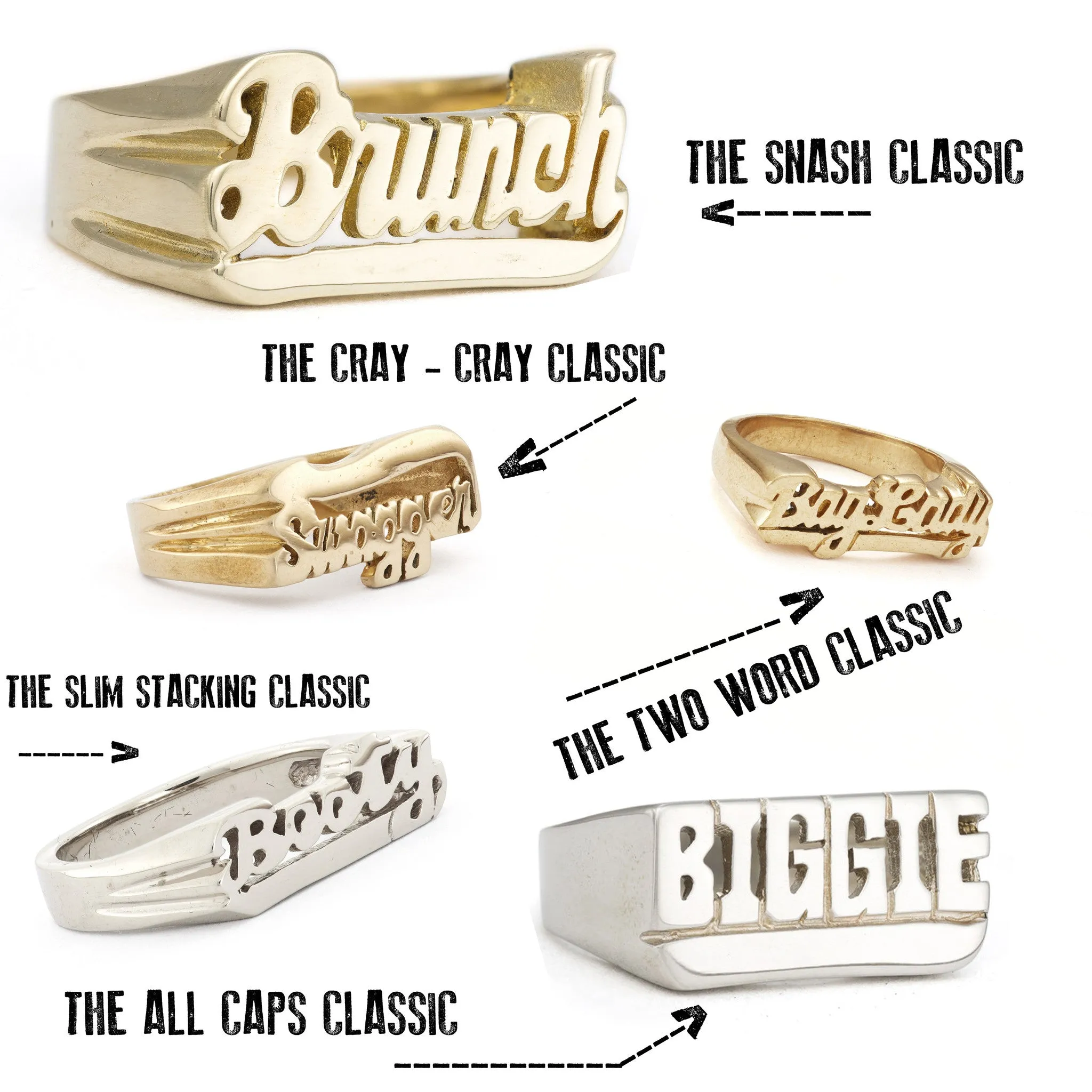 Custom One-Line Nameplate Rings