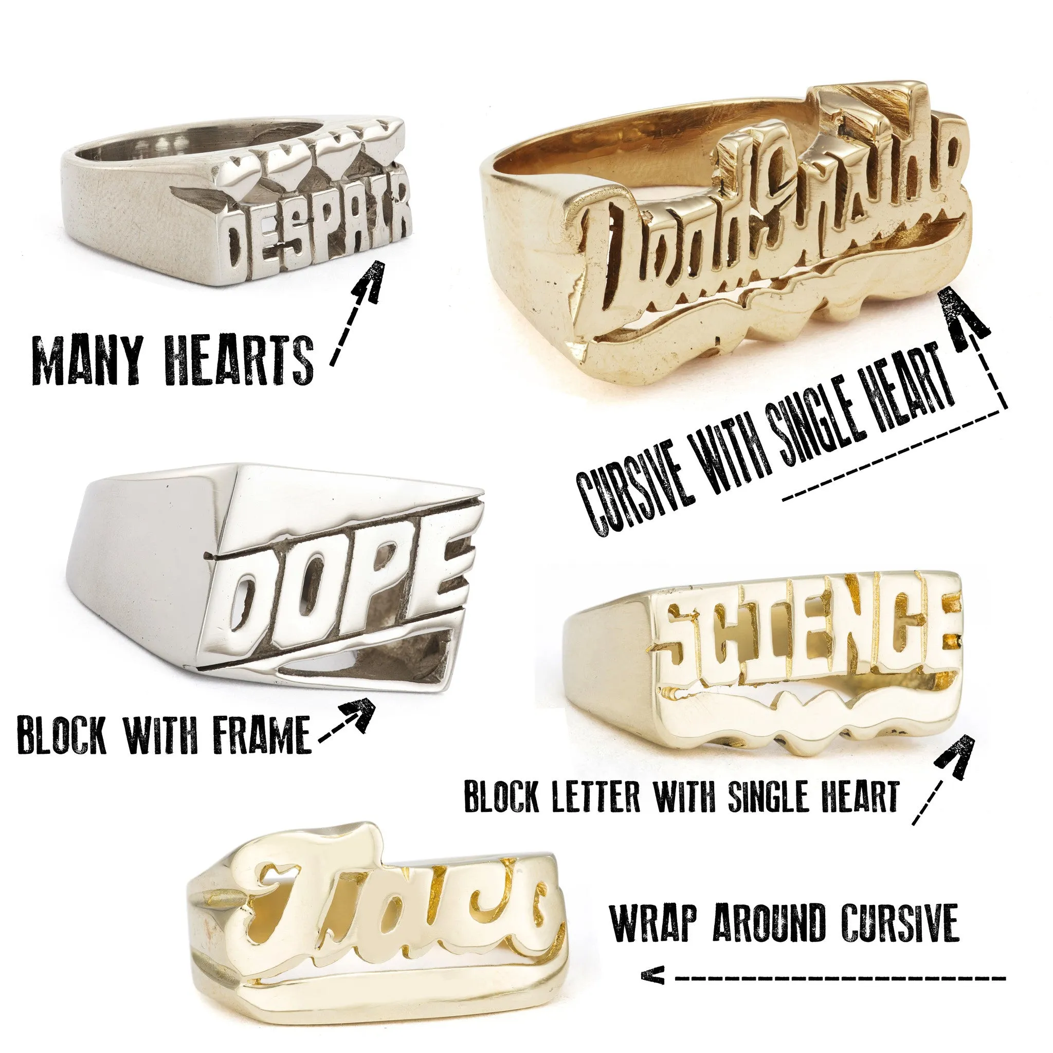 Custom One-Line Nameplate Rings