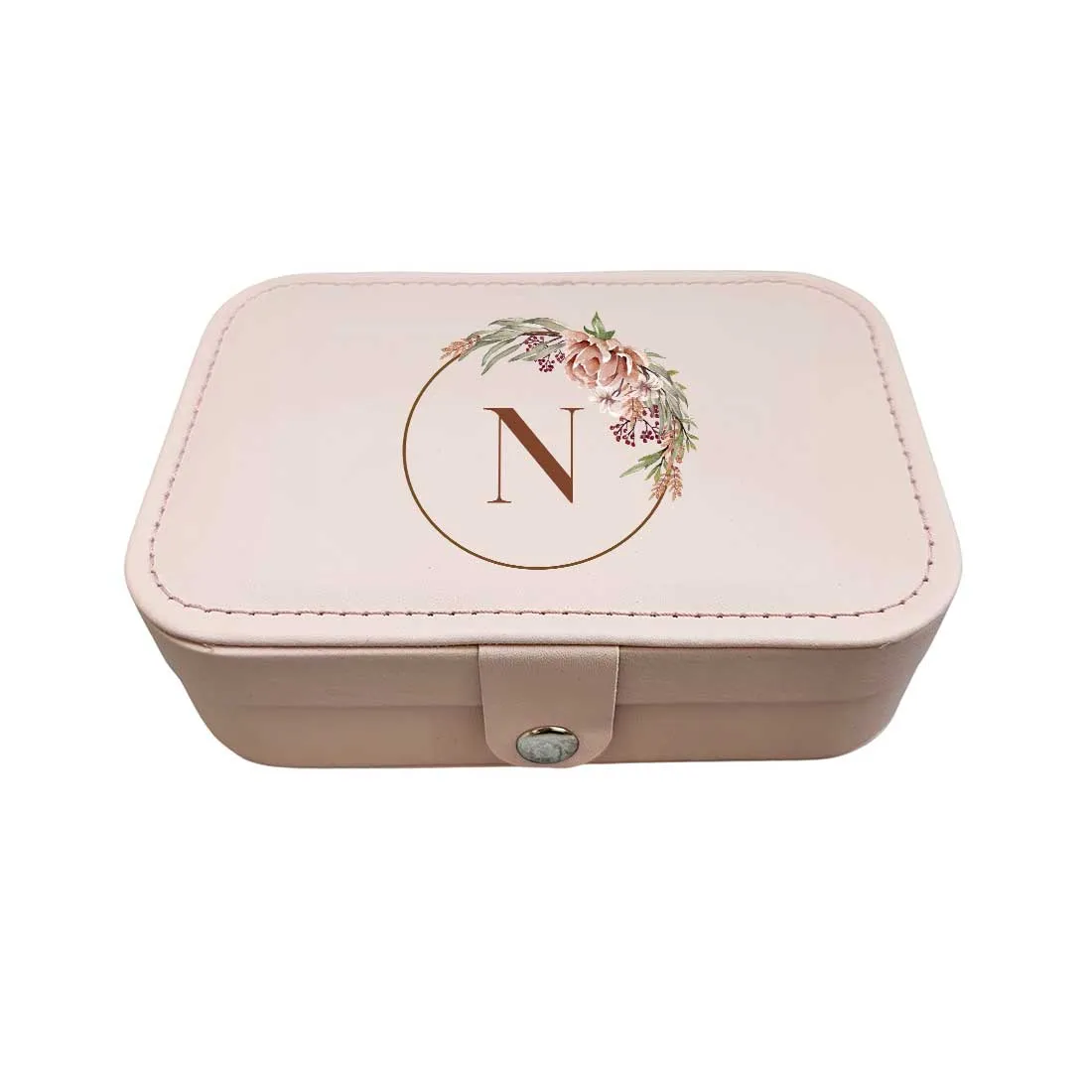 Customised Travel Jewellry Organiser Box for Earrings Pendant Rings - Floral Monogram