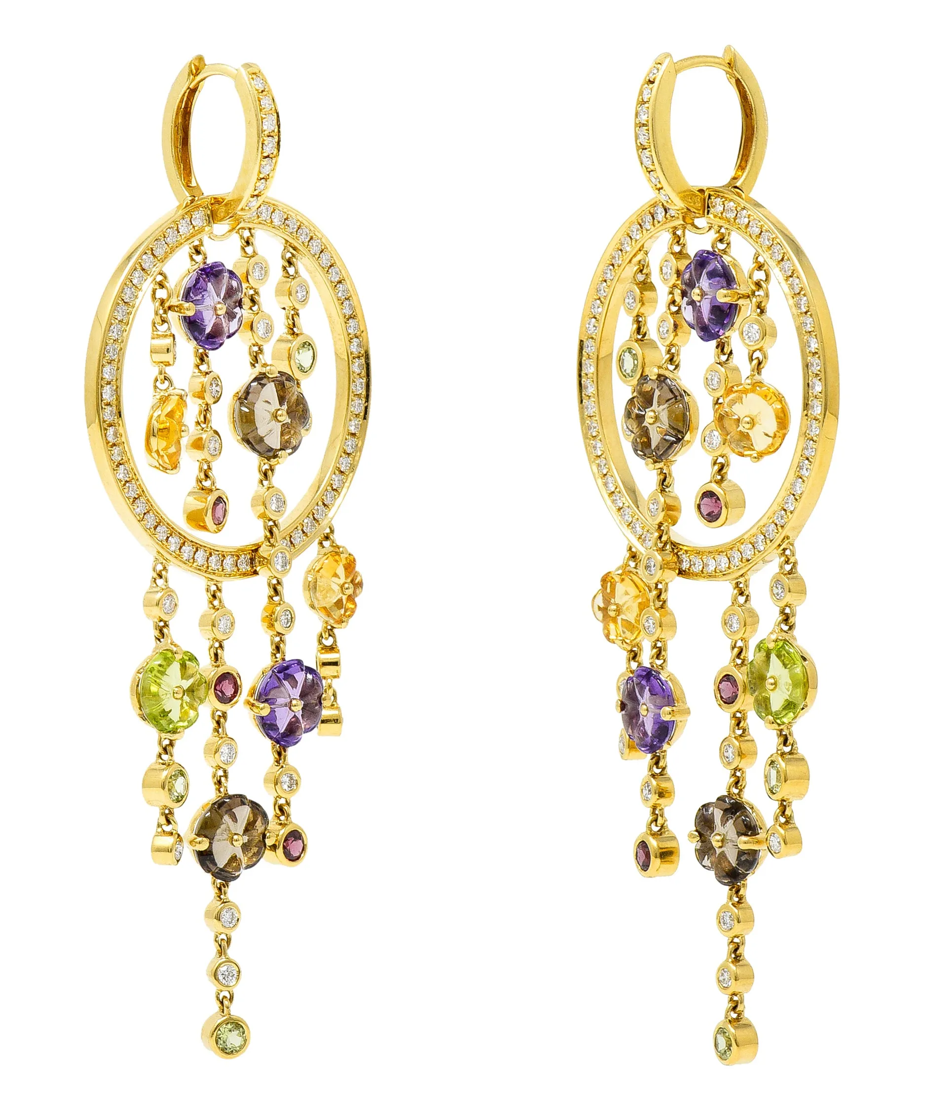 Di Modolo Italian 1.70 CTW Diamond 18 Karat Gold Tempia Floral Drop Earrings