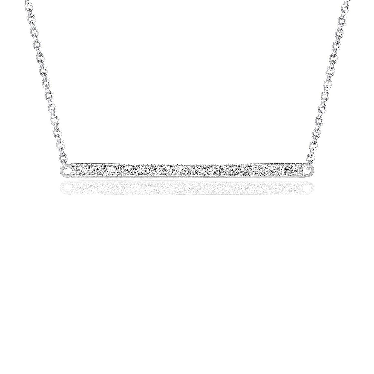 Diamond Bar Pendant in 14k White Gold