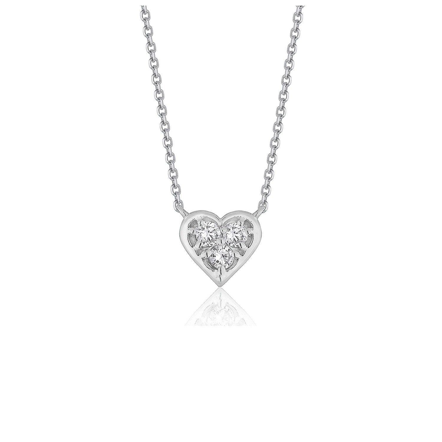 Diamond Heart Design Pendant in 14k White Gold