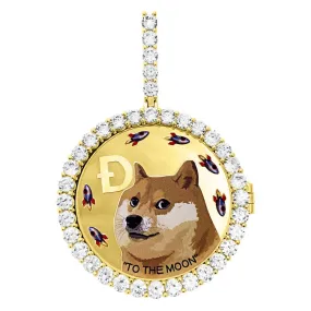 Dogecoin Coin Iced Out Frame Pendant V5