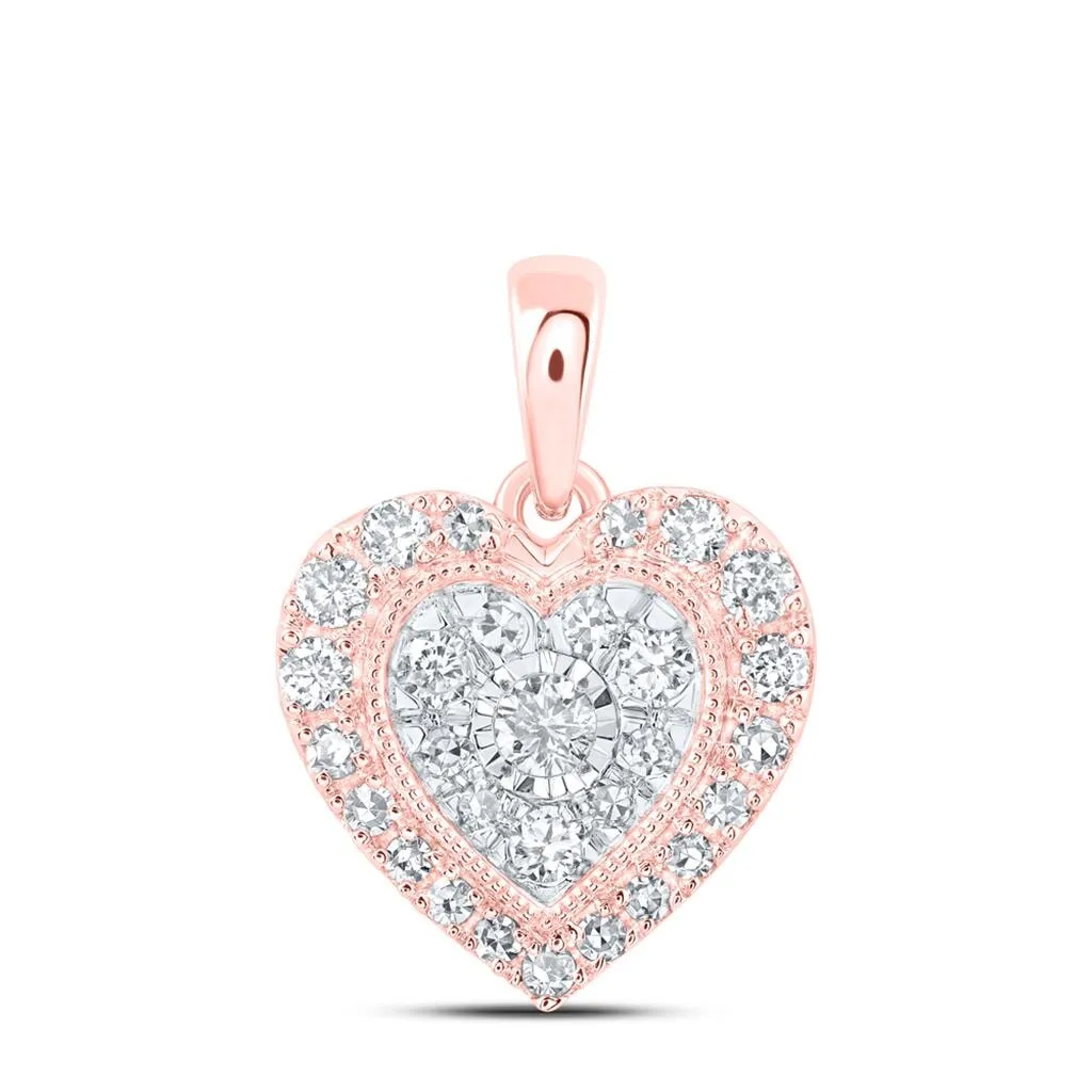 Double Heart Diamond Pendant 10K Gold