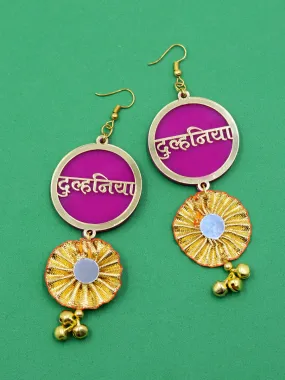 Dulhania Mirror Gota Ghungroo Earrings