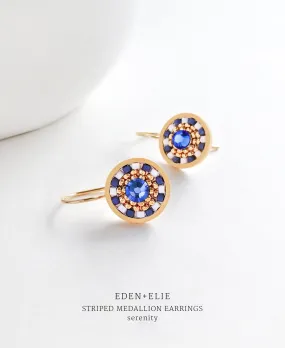 EDEN + ELIE Striped Medallion drop earrings - serenity