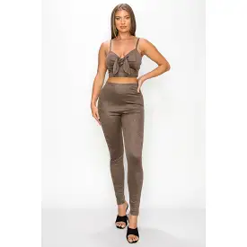 Embossed Snake Print Top And Leggings Set