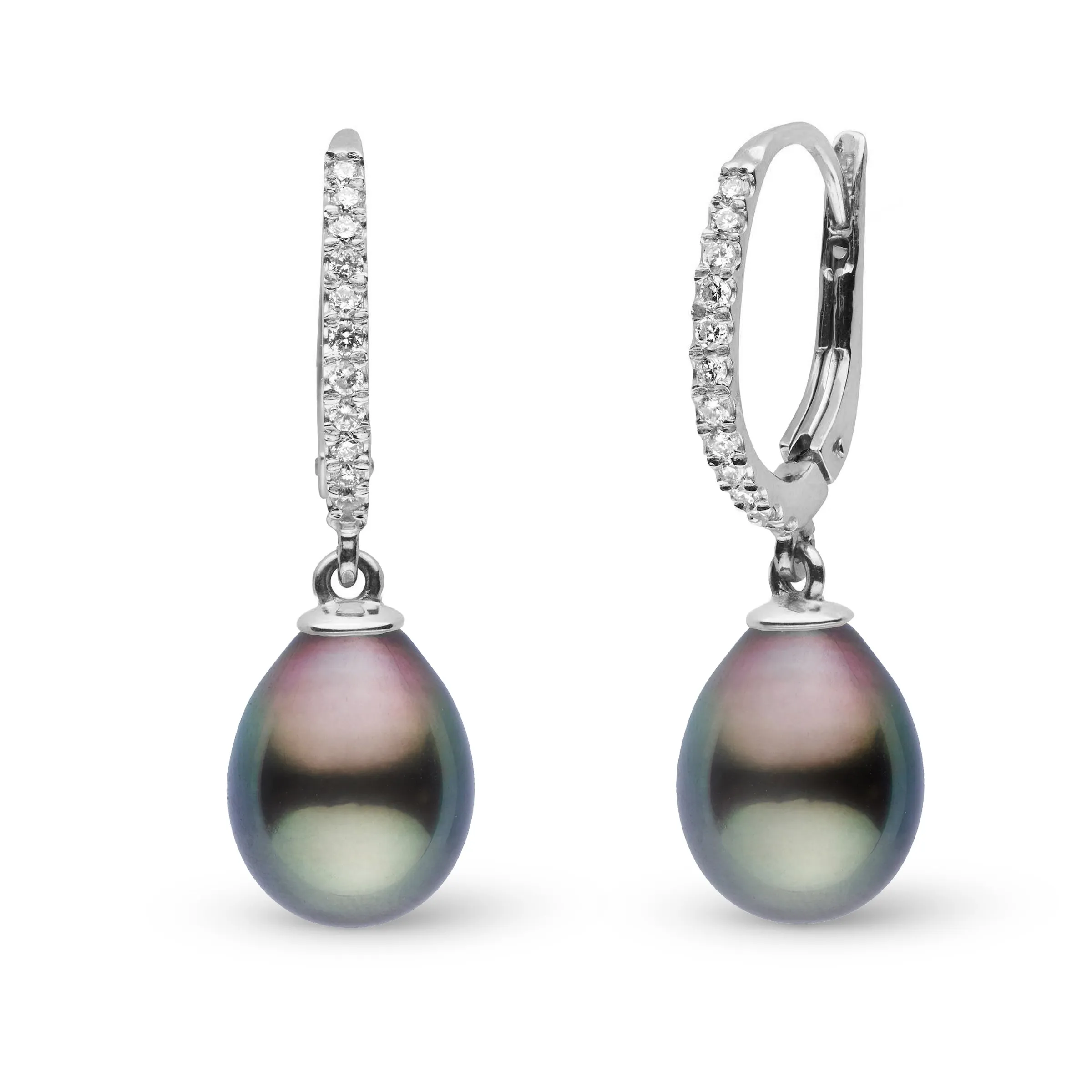 Eternal Collection Tahitian 10.0-11.0 mm Drop Pearl & Diamond Dangle Earrings