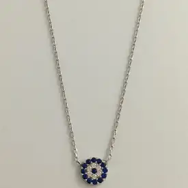 Evil Eye Sterling Silver Fine Link Eye Of Protection Necklace.