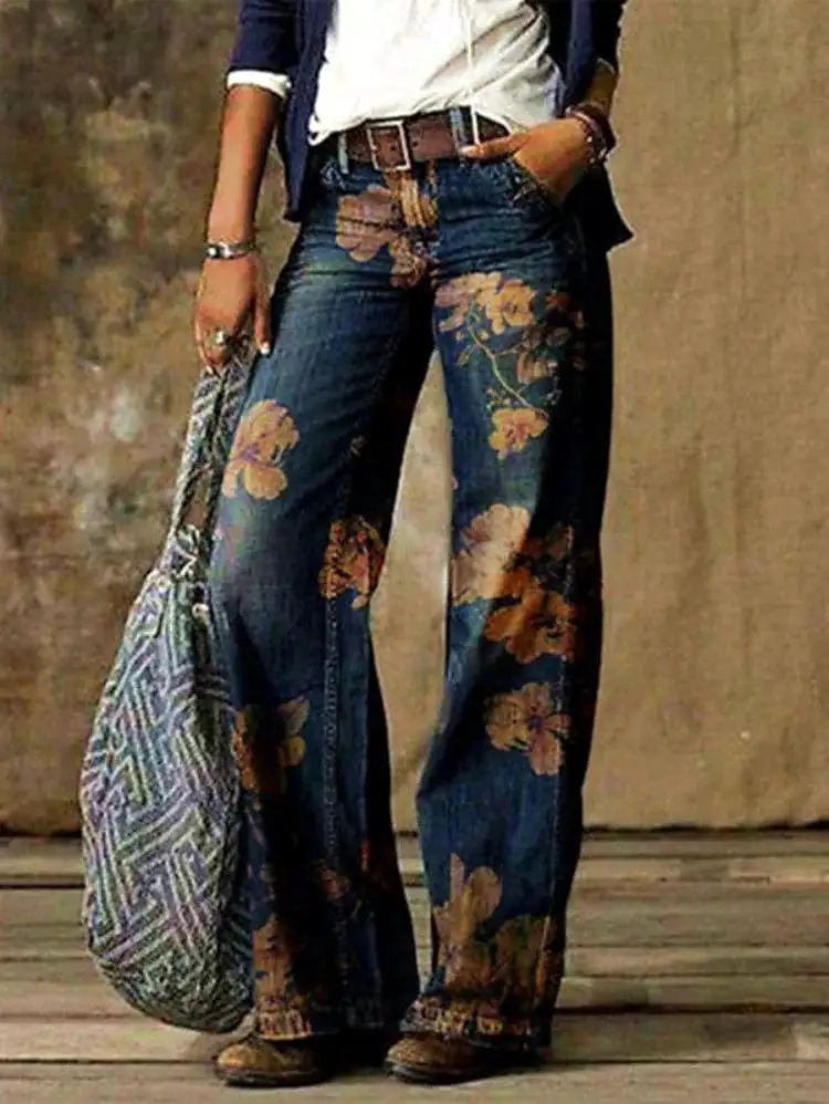 Faux Leather High-Waisted Leggings with Floral Print