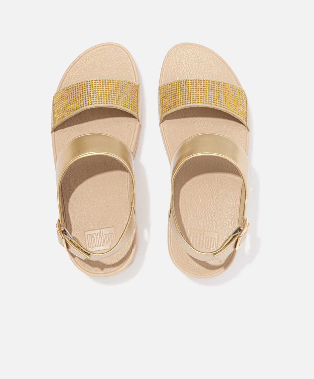 FitFlop Lulu Crystal Embellished Back-Strap Sandals Gold