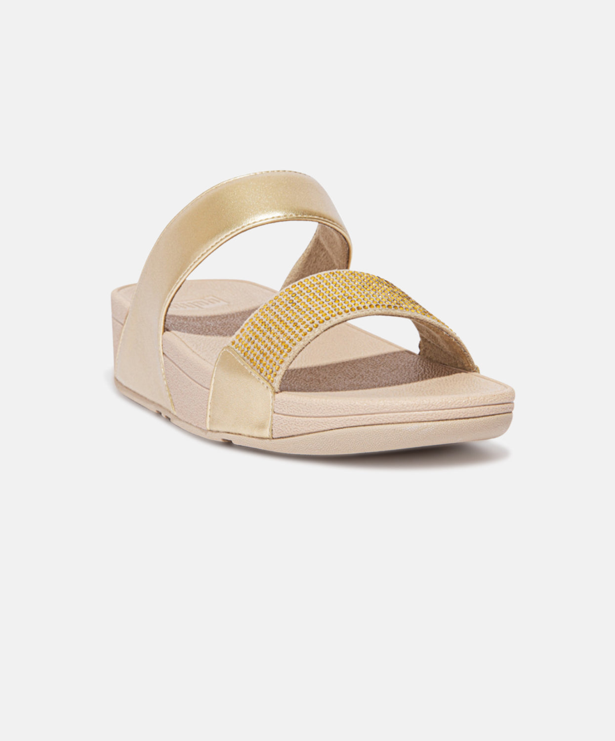 FitFlop Lulu Crystal Embellished Slides Gold