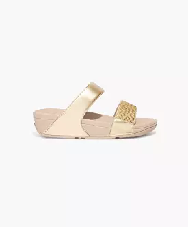 FitFlop Lulu Crystal Embellished Slides Gold