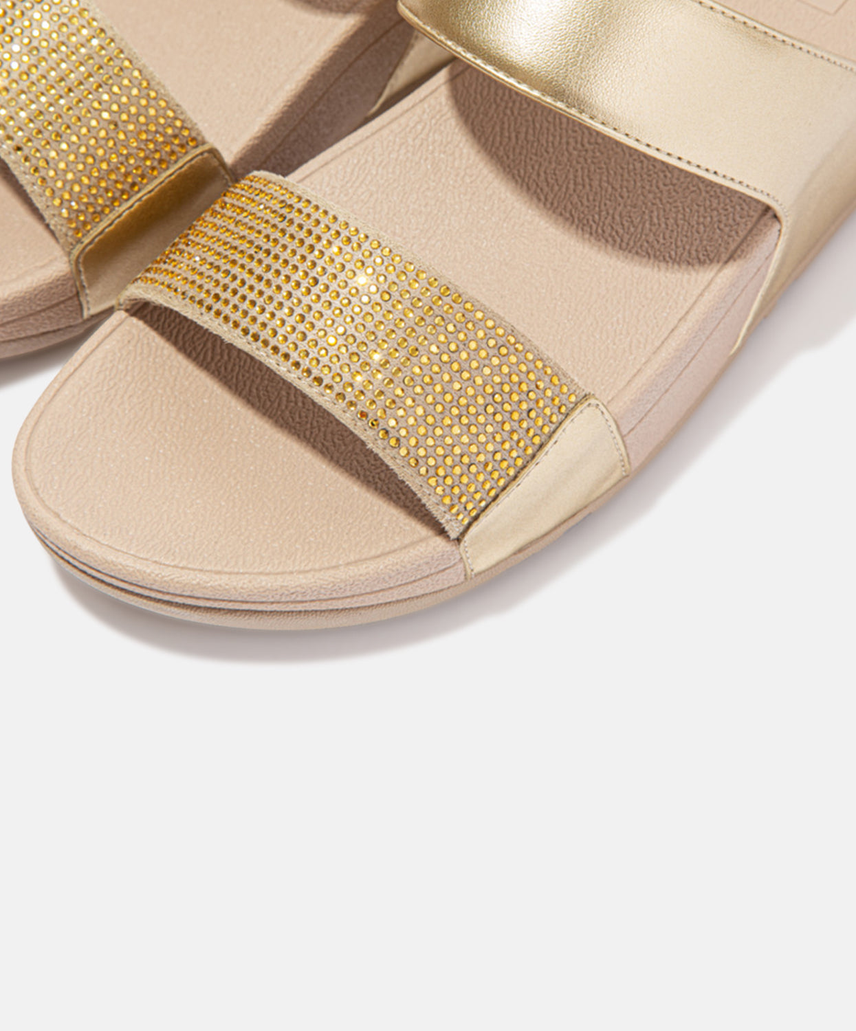 FitFlop Lulu Crystal Embellished Slides Gold