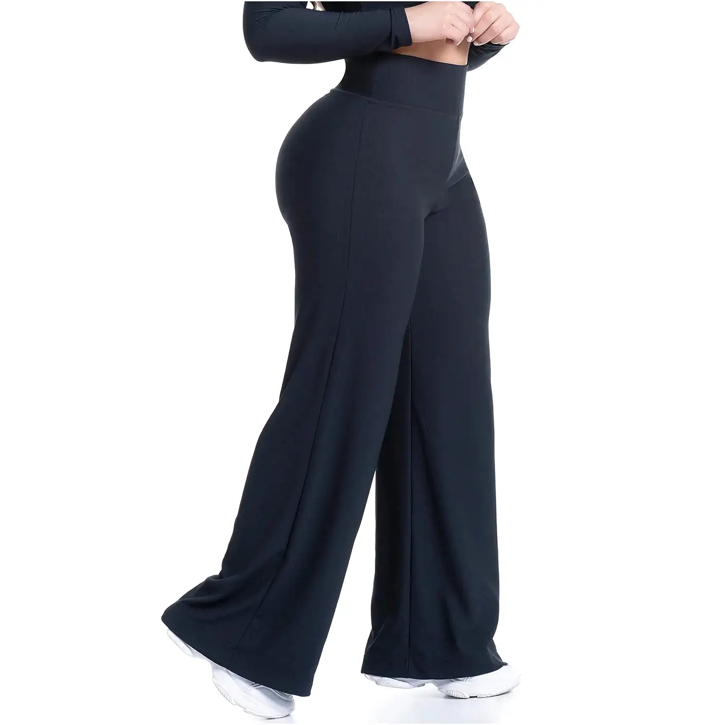 FLEXMEE 950102 | LEGGINGS DE MUJER CON CINTURA ALTA Y CONTROL DE BARRIGA EN TEJIDO ACANALADO