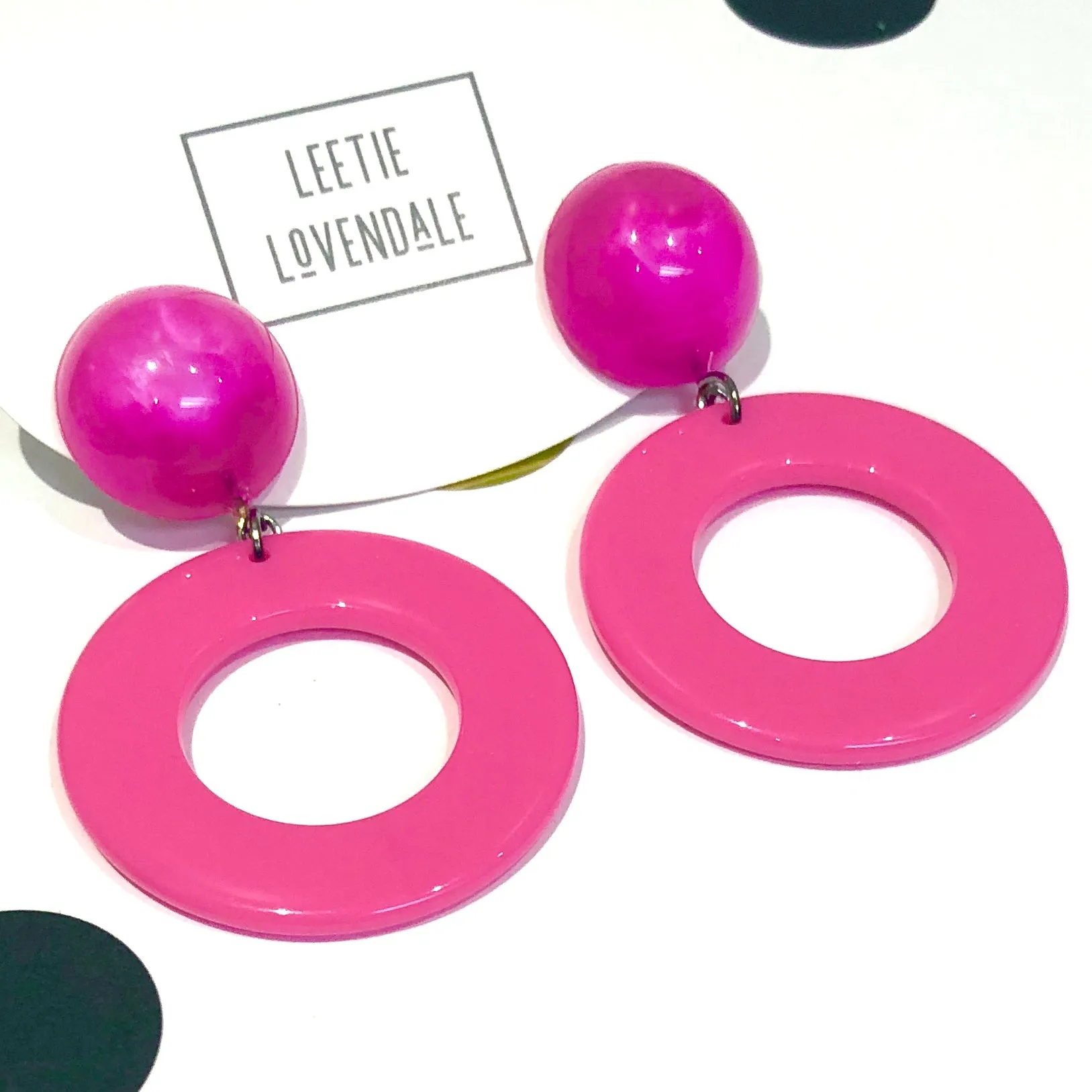 Fuchsia Candy Donut Drop Earrings