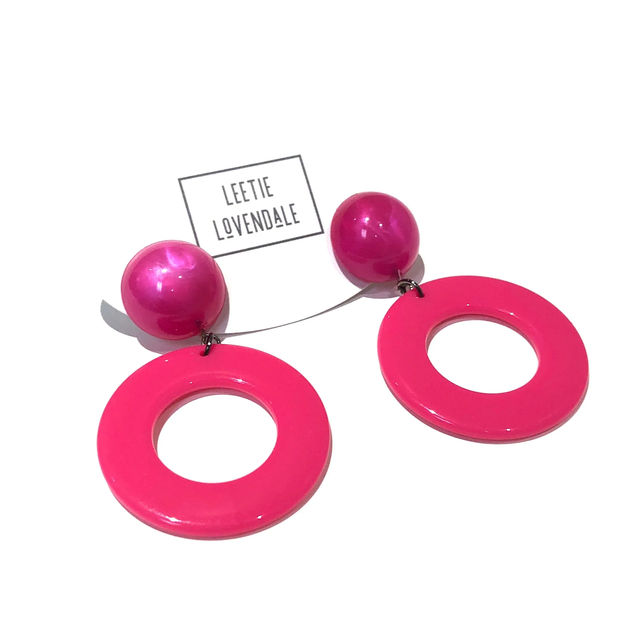 Fuchsia Candy Donut Drop Earrings