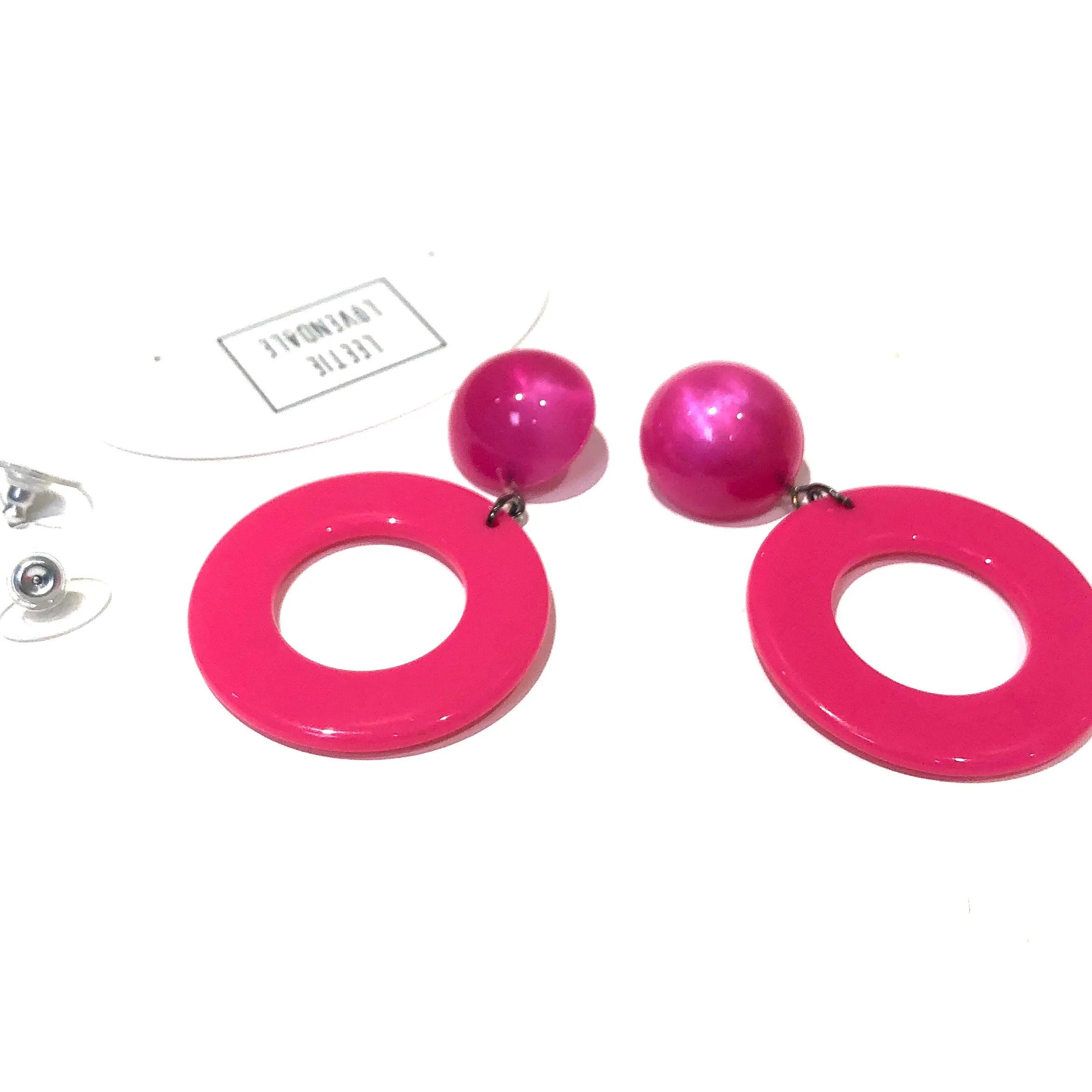 Fuchsia Candy Donut Drop Earrings