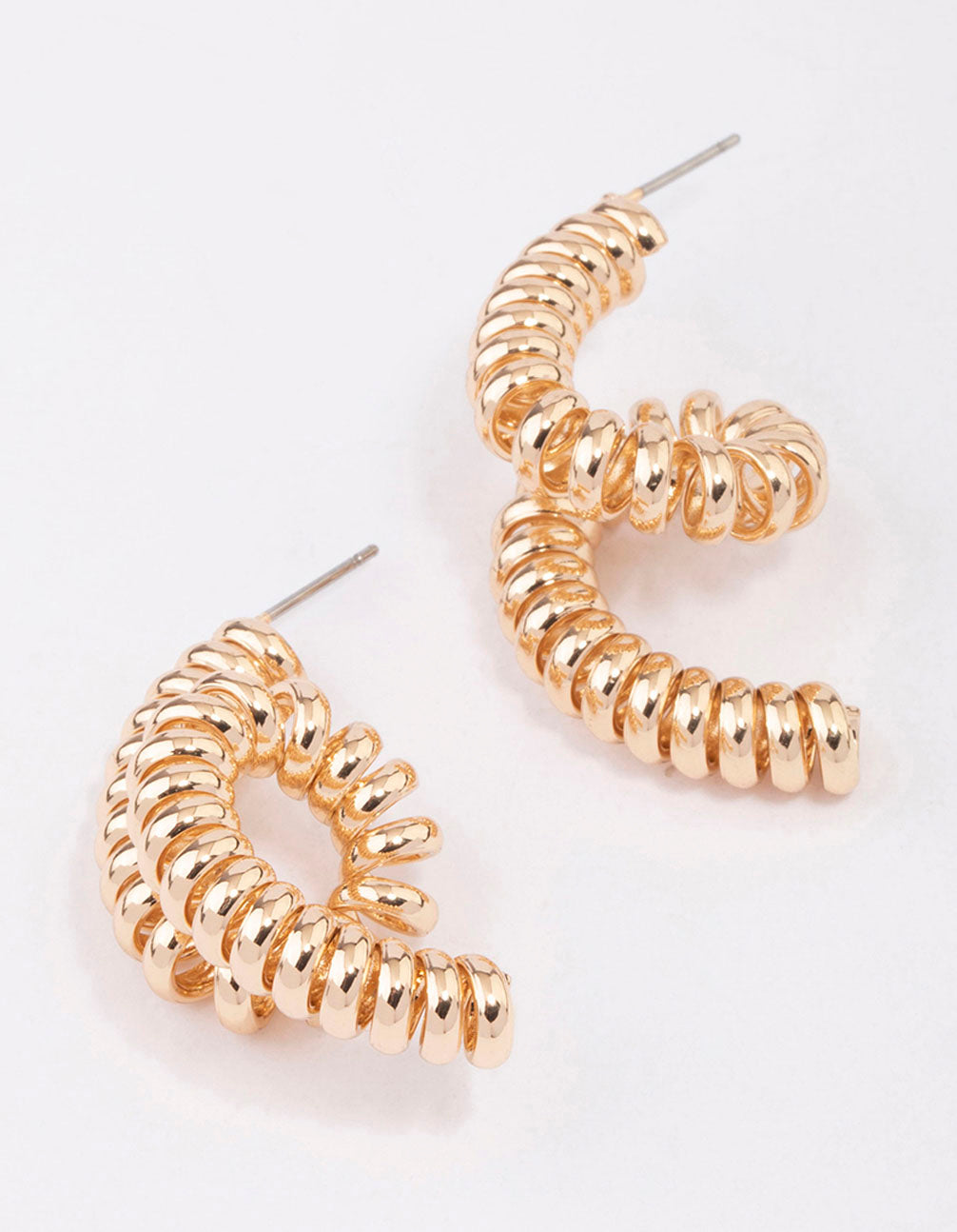 Gold Coil Spring Drop Earrings