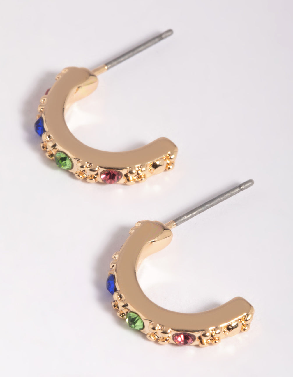 Gold Diamante Huggie Hoop Earrings