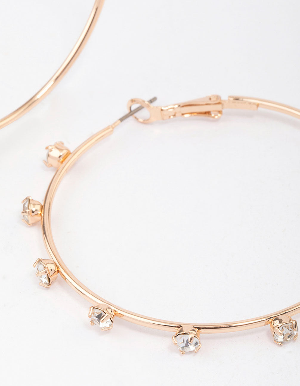 Gold Diamante Station Hoop Earrings