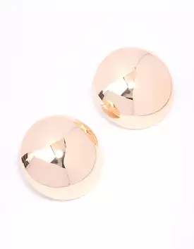 Gold Large Dome Stud Earrings