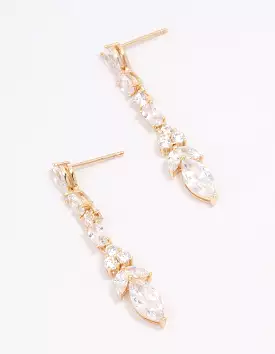 Gold Line Mixed Stone Drop Earrings