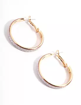 Gold Medium Glitter Hoop Earrings