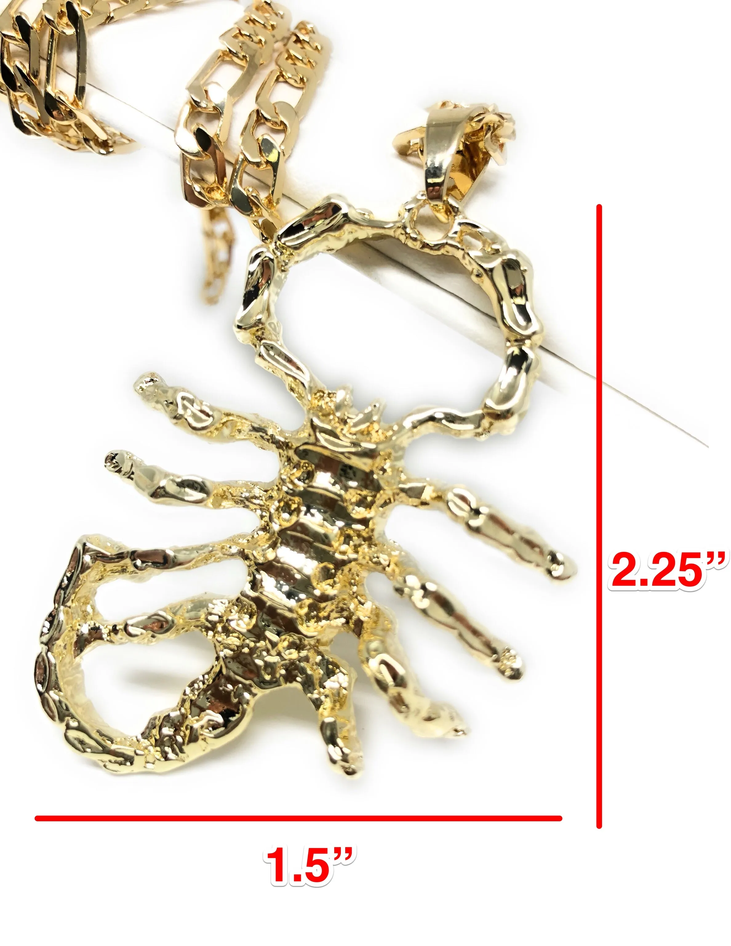 Gold Plated Big Scorpion Pendant Necklace 26 Alacran Grande Oro Laminado Cadena 26