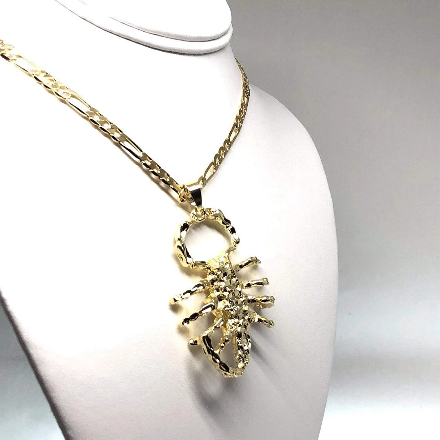 Gold Plated Big Scorpion Pendant Necklace 26 Alacran Grande Oro Laminado Cadena 26