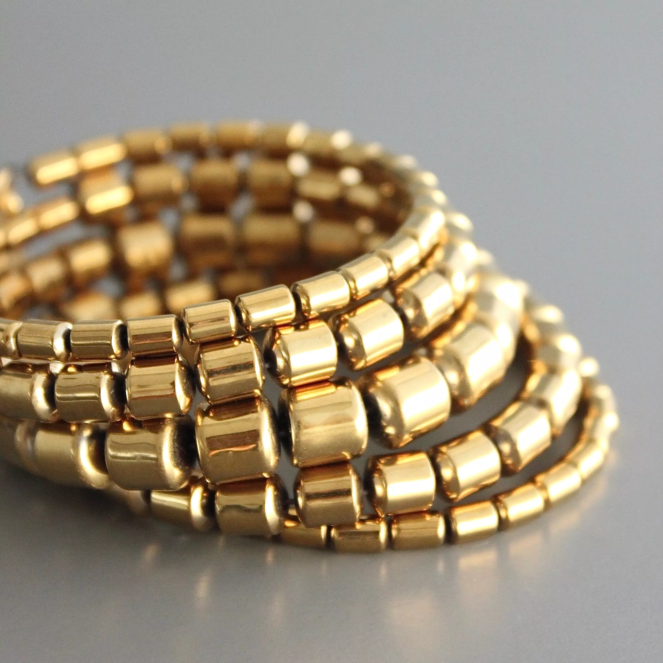 Gold Plated Hematite Wrap Bracelet