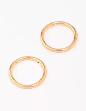 Gold Plated Titanium Fine Sleeper Earrings 10mm