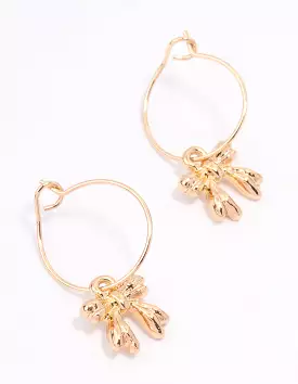 Gold Present Bow Hoop Earrings