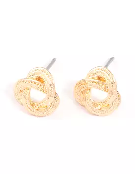 Gold Rope Knotted Stud Earrings