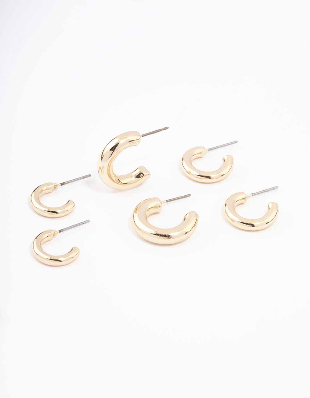 Gold Simple Chunky Huggie Hoop Earrings