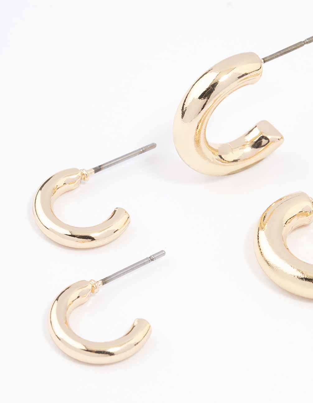 Gold Simple Chunky Huggie Hoop Earrings