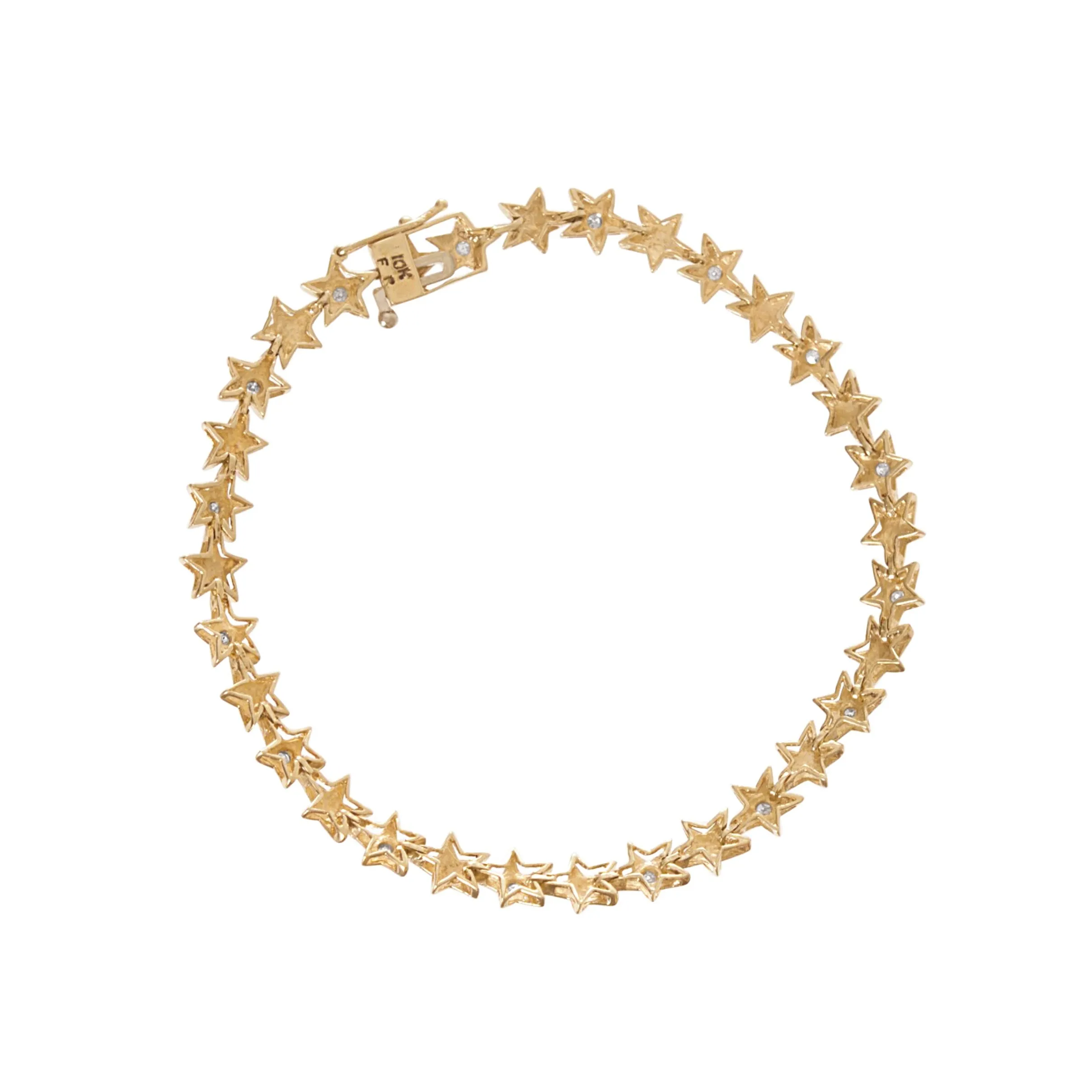 Gold Star and Diamond Tennis Bracelet