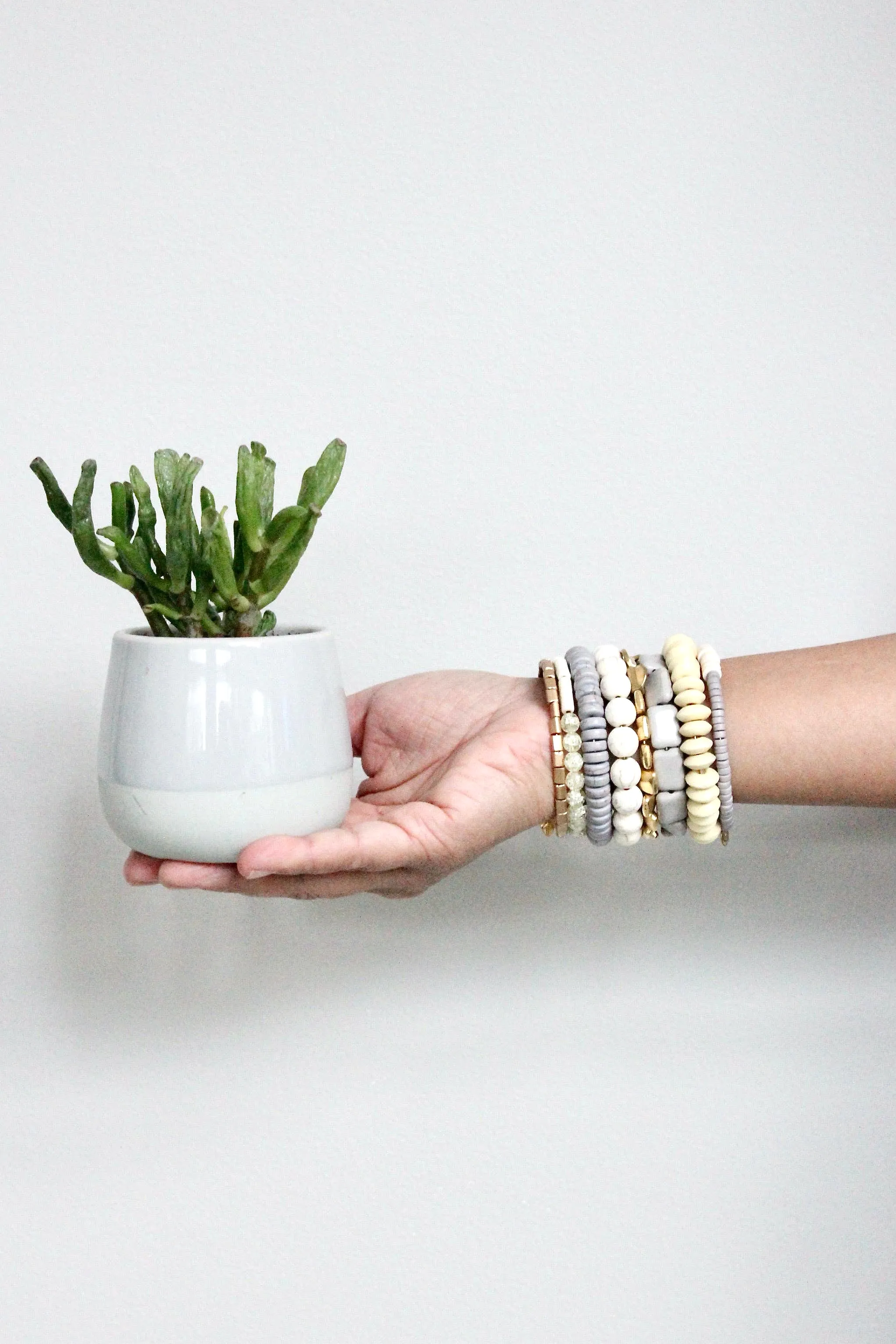 Gray, White, and Brass Wrap Bracelet