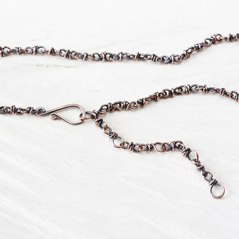 Handmade adjustable copper chain for pendant, wire wrapped links