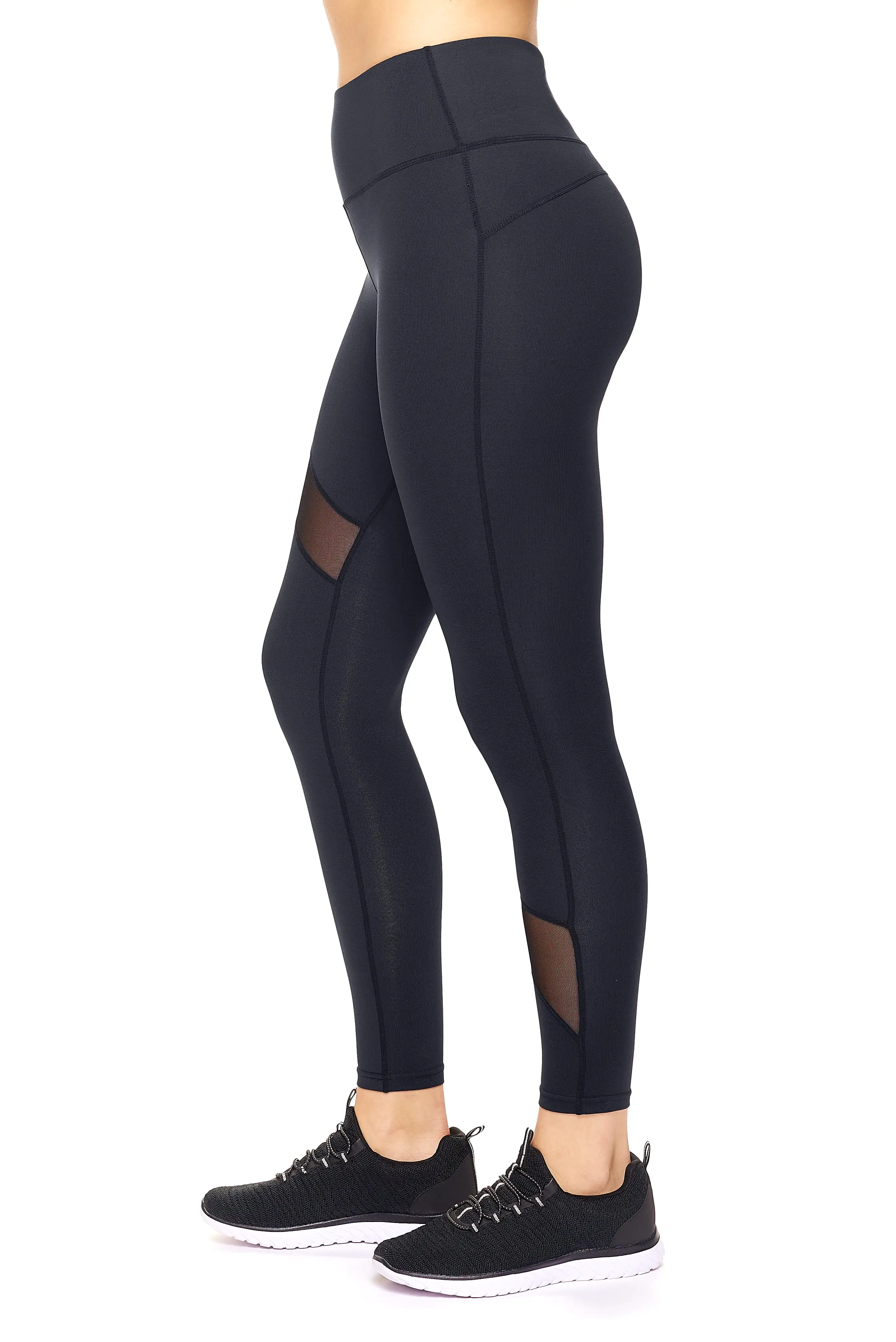 High-Waist Asymmetric Mesh Panel Leggings