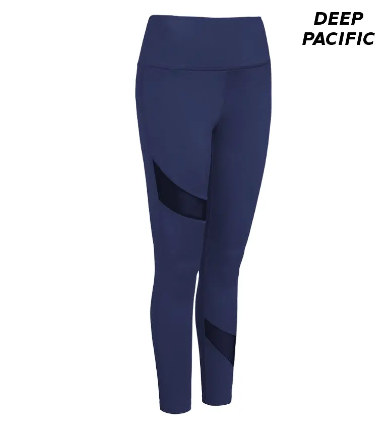 High-Waist Asymmetric Mesh Panel Leggings