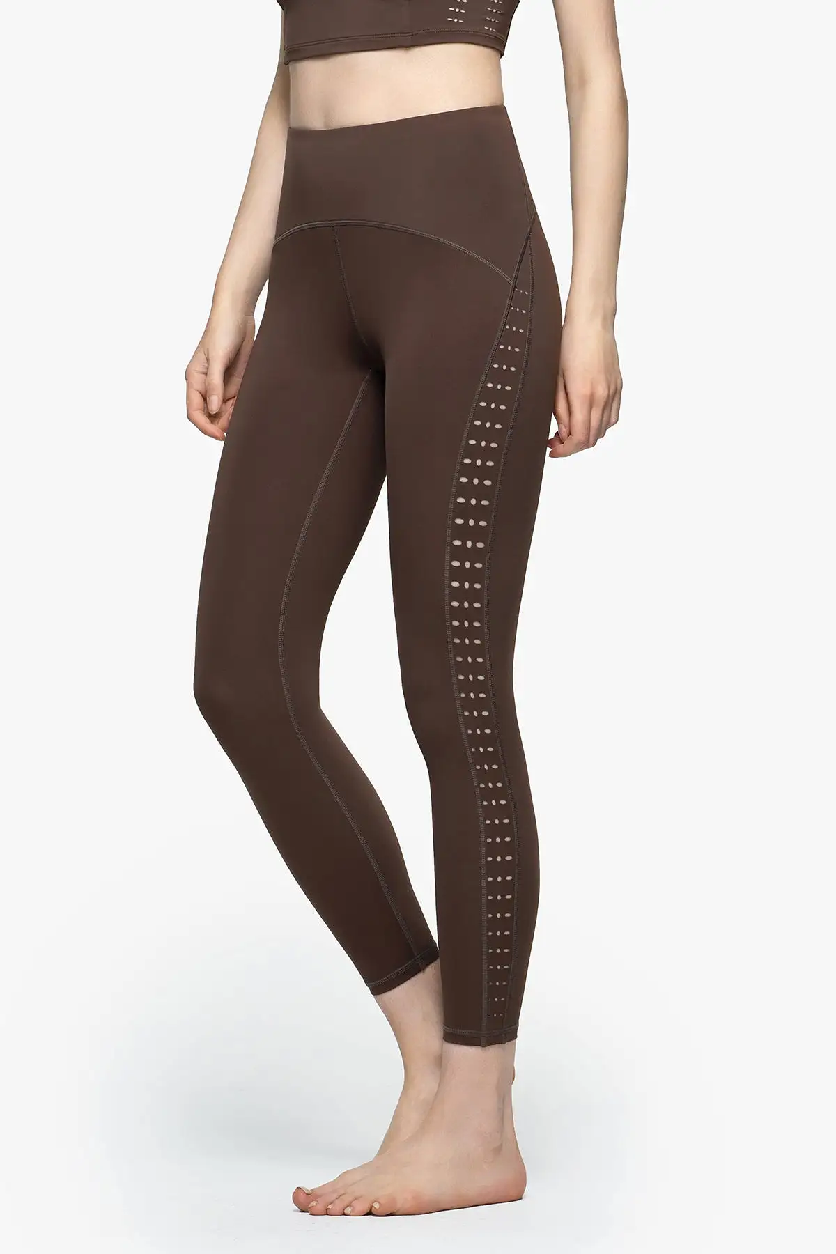 High-waisted Yoga Leggings with Perforated Graphics