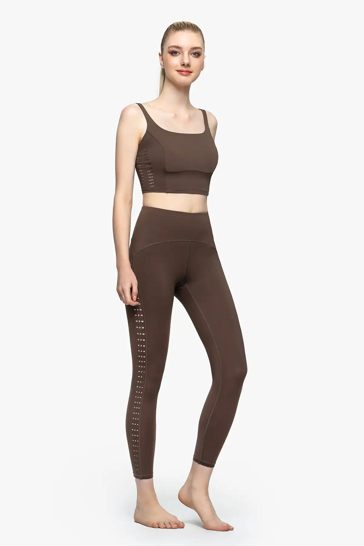 High-waisted Yoga Leggings with Perforated Graphics