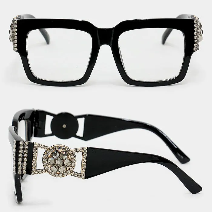 iLLASPARKZ Crystal embellished clear lens square Optical Glasses