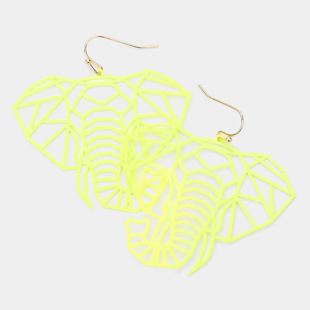 iLLASPARKZ Cut Out Brass Meta Elephant Dangle Earrings