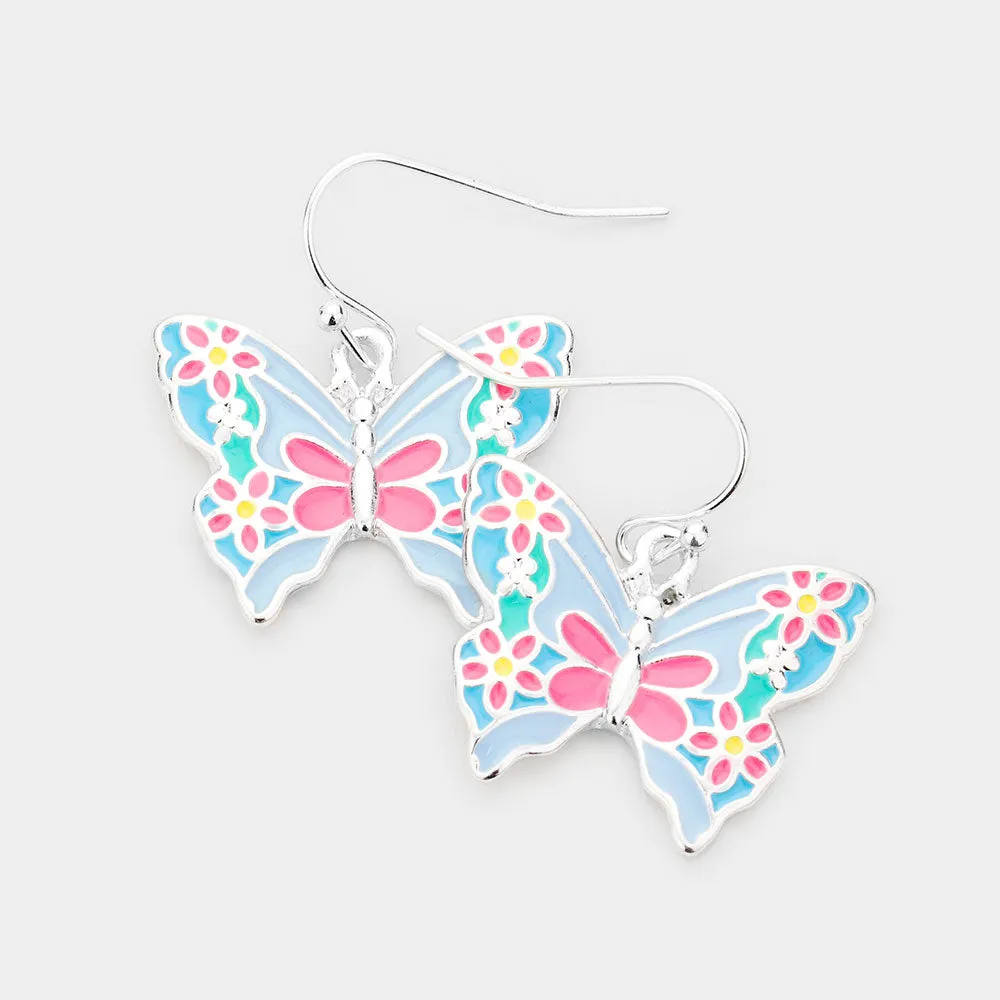 iLLASPARKZ Enamel Butterfly Dangle Earrings